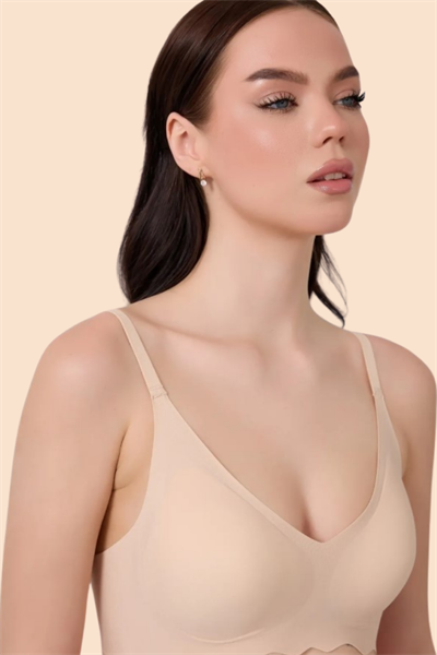 Dikişsiz Lazer Kesim Hayalet Ten Rengi Askılı Sütyen