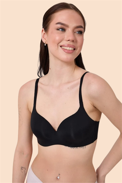 Dikişsiz Lazer Kesim Siyah Askılı Sütyen