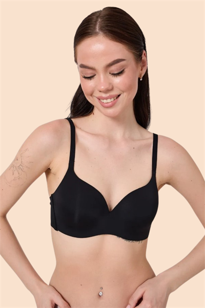 Dikişsiz Lazer Kesim Siyah Askılı Sütyen