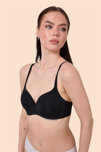 Dikişsiz Lazer Kesim Siyah Askılı Sütyen