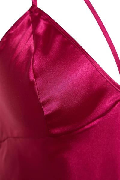 Fuşya Saten Biye Detaylı Babydoll & Gecelik