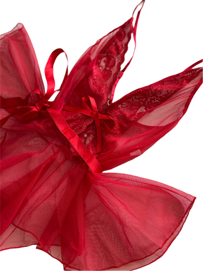 Kırmızı Sırt Ve Göğüs Dekolteli Dantelli  Babydoll