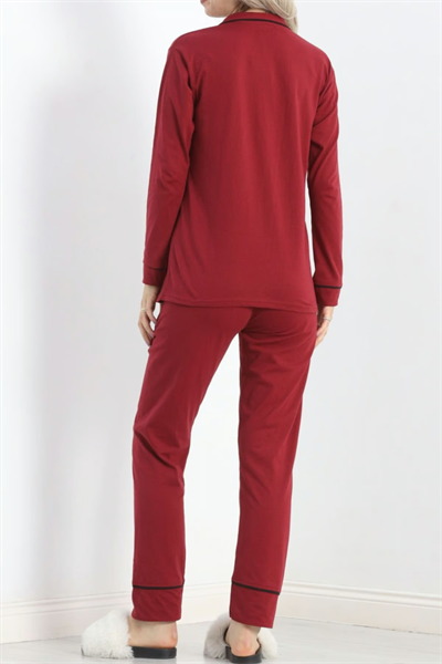 Pamuklu Pijama Takımı Bordo