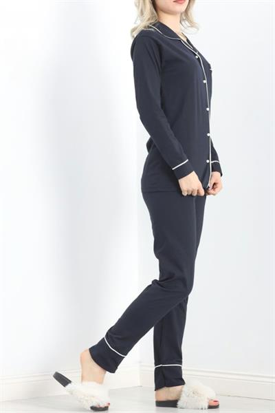 Pamuklu Pijama Takımı Koyu Lacivert
