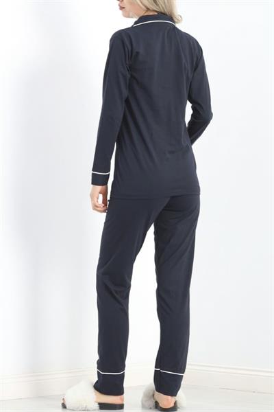 Pamuklu Pijama Takımı Koyu Lacivert