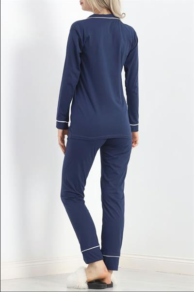Pamuklu Pijama Takımı Lacivert