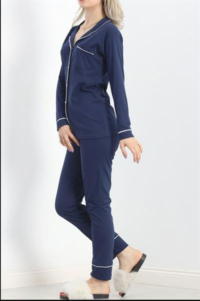 Pamuklu Pijama Takımı Lacivert