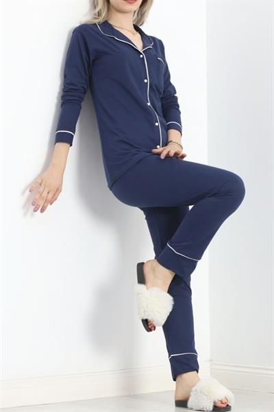 Pamuklu Pijama Takımı Lacivert