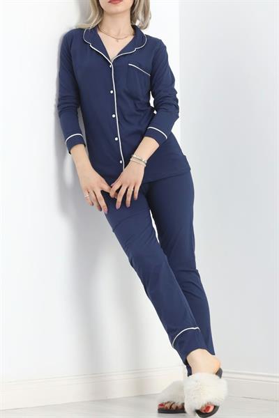 Pamuklu Pijama Takımı Lacivert