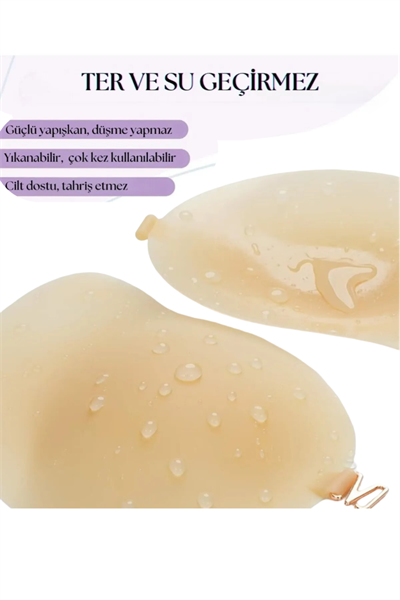 Ten Rengi Silikonlu Yapışkanlı Straplez Sütyen