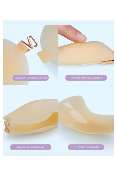 Ten Rengi Silikonlu Yapışkanlı Straplez Sütyen