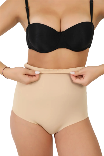 Yüksek Bel Toparlayıcı Dikişsiz Lazer Kesim Slip Korse Külot – Ten Rengi