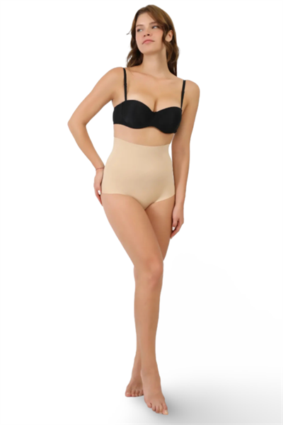 Yüksek Bel Toparlayıcı Dikişsiz Lazer Kesim Slip Korse Külot – Ten Rengi