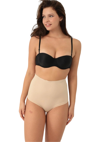 Yüksek Bel Toparlayıcı Etkili Dikişsiz Tanga Külot – Ten Rengi