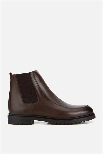 Erkek Deri Kahverengi Lastik Detaylı Chelsea Bot