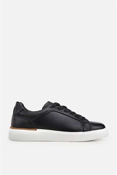 Erkek Siyah Bağcıklı Kalın Tabanlı Günlük Sneaker