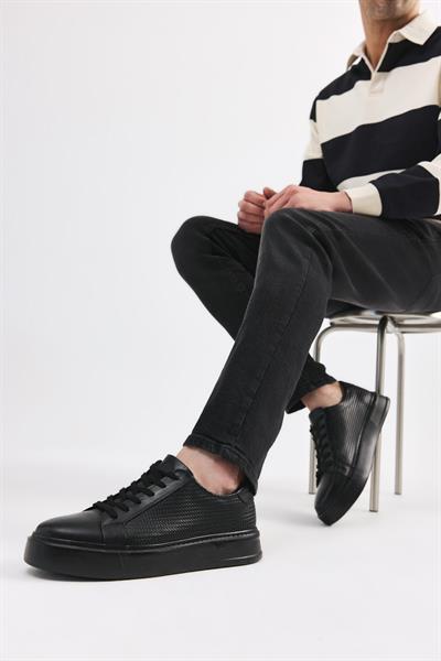 Hakiki Deri Siyah Erkek Günlük Ayakkabı