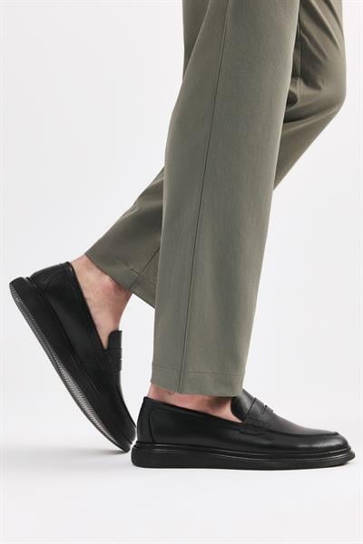 Hakiki Deri Siyah Erkek Loafer