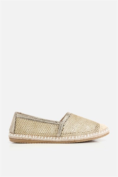 Kadın Gold Simli Fileli Espadril