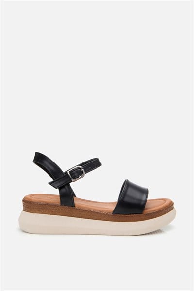 Kadın Siyah Comfort Düz Sandalet