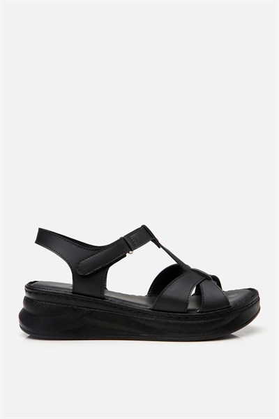 Kadın Siyah Comfort Düz Sandalet
