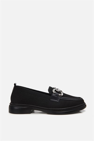 Kadın Siyah Tokalı Günlük Loafer