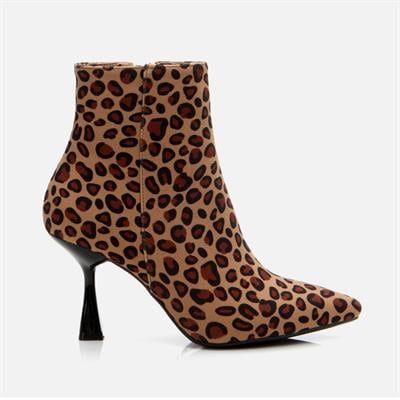 Leopar Desenli Kadın Topuklu Bot