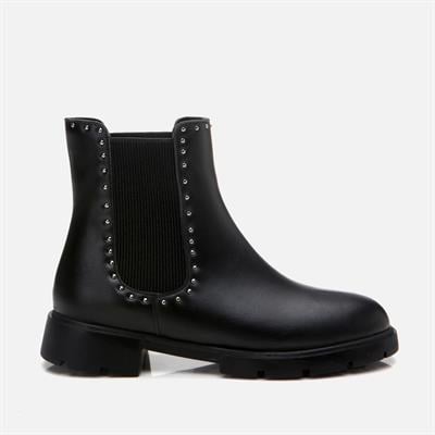 Siyah Kadın Zımbalı Düz Bot