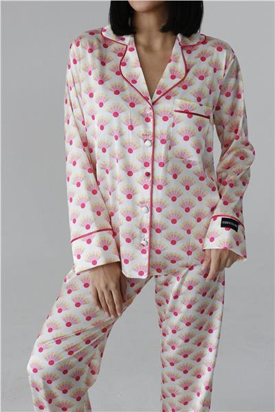 Faretti Bianco Saten Uzun Pijama Takımı
