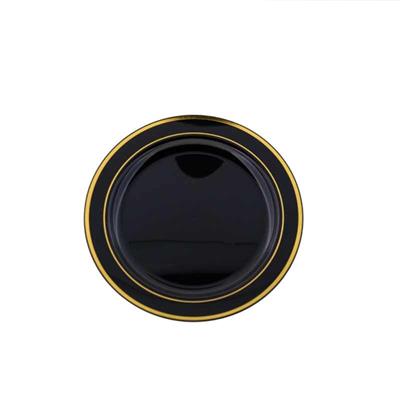 PLASTİK TABAK 23 CM PS SİYAH GOLDLINE BASKILI (120) Adet