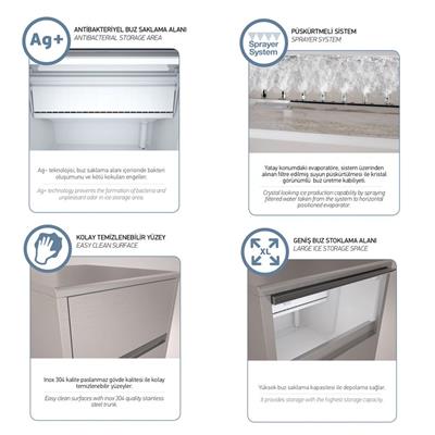 İnoksan Kendinden Depolu Buz Makinesi 22 kg (INT-FZ0001)