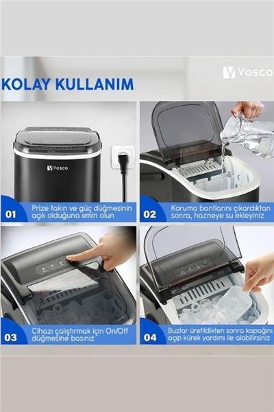 Vosco VHZB-12HK Eko Set Üstü Buz Makinesi 12 Kg Kırmızı