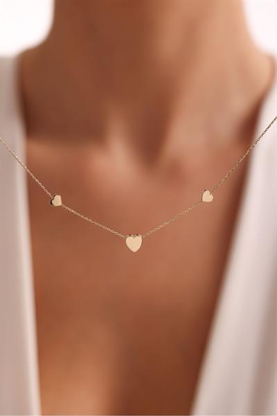 3 Kalp Cilalı Kolye