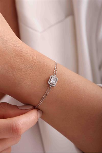 5 Baget Taşlı Hayalet Beyaz Altın Bileklik