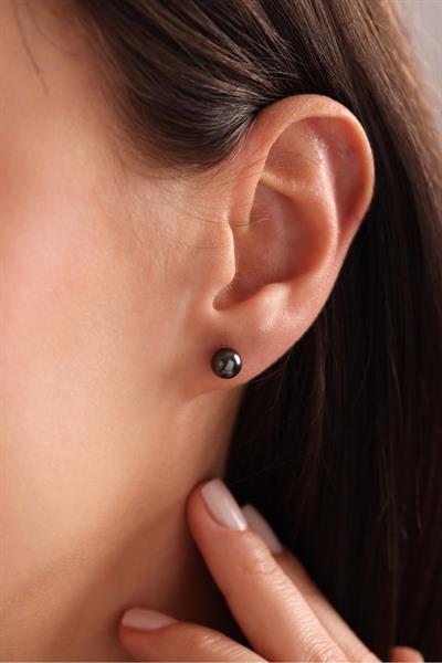 Siyah İnci Top Küpe