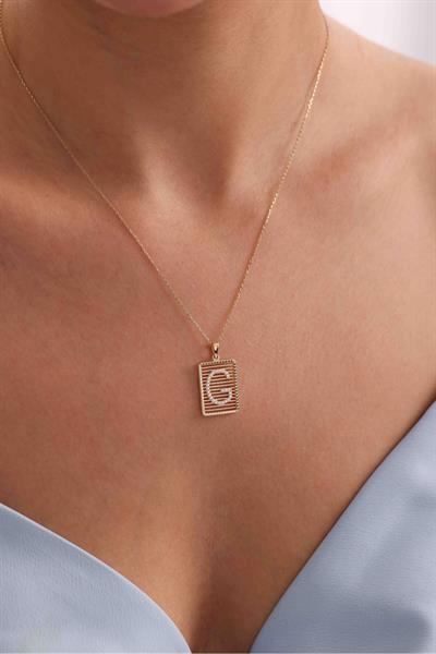 Çerçeve Harf Taşlı Kolye Ucu