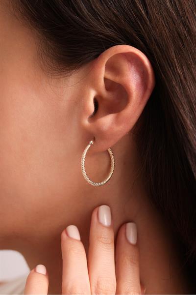 Çift Renk Desenli Oval Halka Küpe