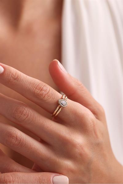 Çift Taraflı Beyaz Mavi Damla Taşlı Yüzük