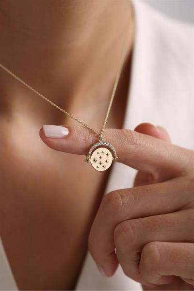 Heritage Çift Taraflı Dönebilen Taşlı Galaxy Kolye