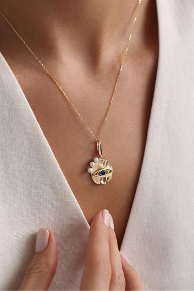 Heritage Pearl & Laciandrt Stone Göz Charm Pendant