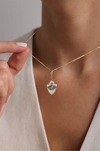 Heritage Kilit Mavi Stone Göz Kilitli Charm Pendant