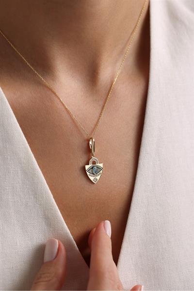 Heritage Kilit Mavi Stone Göz Kilitli Charm Pendant