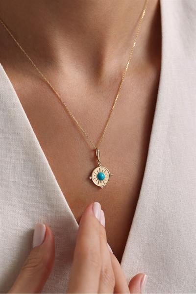 Heritage Mavi Firuze Pusula Charm Pendant