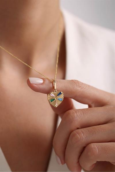Heritage Mix Stone Kalp Kilitli Charm Pendant