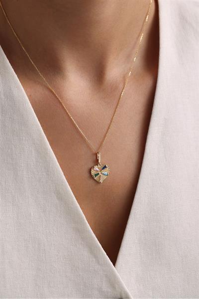 Heritage Mix Stone Kalp Kilitli Charm Pendant