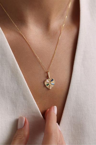 Heritage Mix Stone Kalp Kilitli Charm Pendant