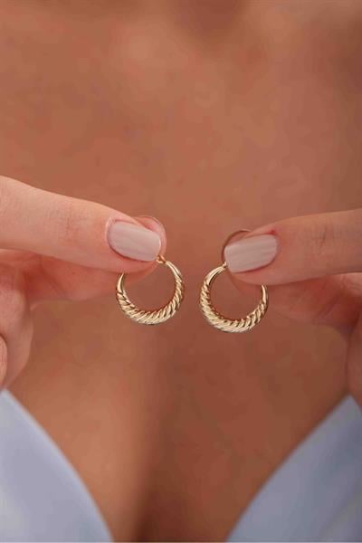 Ince Burgu Altın Küpe 1,7 Cm