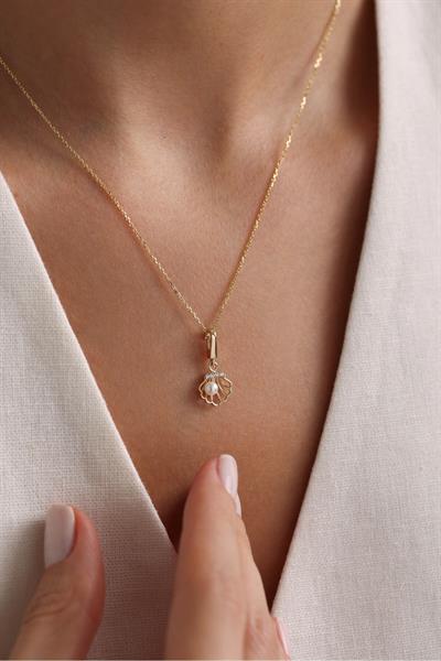 İnci & Deniz Kabuğu Shell Kilitli Charm Kolye Ucu