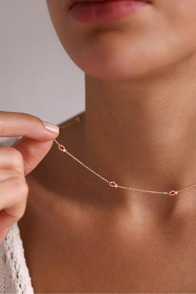 Kırmızı Mineli Balık Kolye