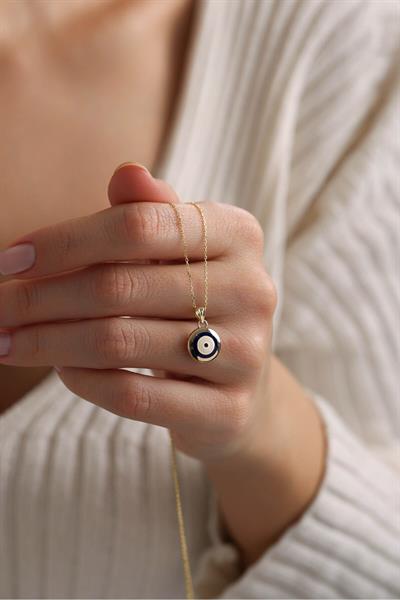 Lacivert Mineli Bomb Nazar Boncuğu Kolye Ucu